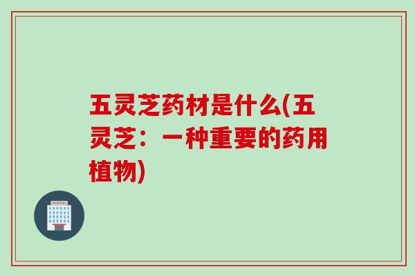五灵芝药材是什么(五灵芝：一种重要的药用植物)