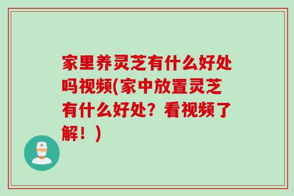 家里养灵芝有什么好处吗视频(家中放置灵芝有什么好处？看视频了解！)