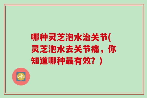 哪种灵芝泡水治关节(灵芝泡水去关节痛，你知道哪种最有效？)
