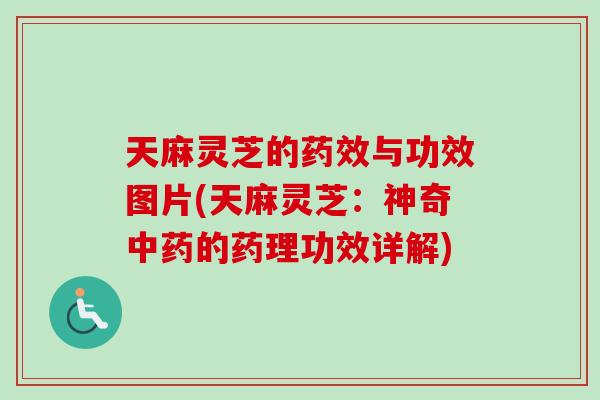 天麻灵芝的药效与功效图片(天麻灵芝：神奇中药的药理功效详解)