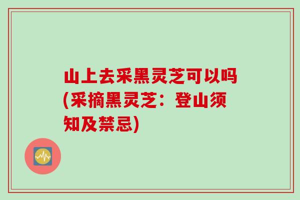 山上去采黑灵芝可以吗(采摘黑灵芝：登山须知及禁忌)