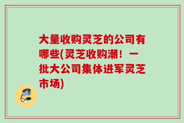 大量收购灵芝的公司有哪些(灵芝收购潮！一批大公司集体进军灵芝市场)