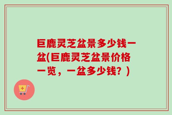 巨鹿灵芝盆景多少钱一盆(巨鹿灵芝盆景价格一览，一盆多少钱？)