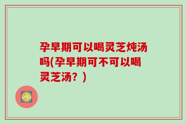 孕早期可以喝灵芝炖汤吗(孕早期可不可以喝灵芝汤？)