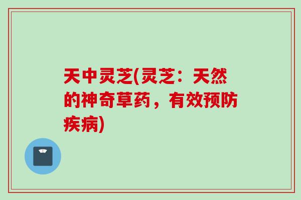 天中灵芝(灵芝：天然的神奇草药，有效预防疾病)