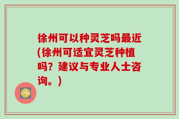 徐州可以种灵芝吗最近(徐州可适宜灵芝种植吗？建议与专业人士咨询。)