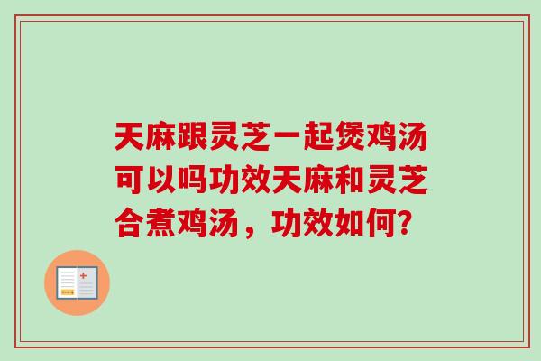 天麻跟灵芝一起煲鸡汤可以吗功效天麻和灵芝合煮鸡汤,功效如何? 天麻跟灵芝一起煲鸡汤可以吗功效天麻和灵芝合煮鸡汤,功效如何?