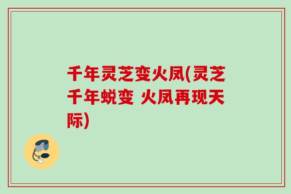 千年灵芝变火凤(灵芝千年蜕变 火凤再现天际)