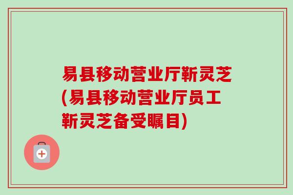 易县移动营业厅靳灵芝(易县移动营业厅员工靳灵芝备受瞩目)