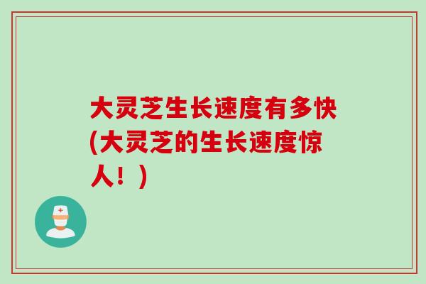 大灵芝生长速度有多快(大灵芝的生长速度惊人！)