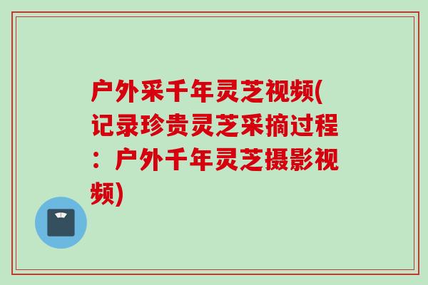 户外采千年灵芝视频(记录珍贵灵芝采摘过程：户外千年灵芝摄影视频)