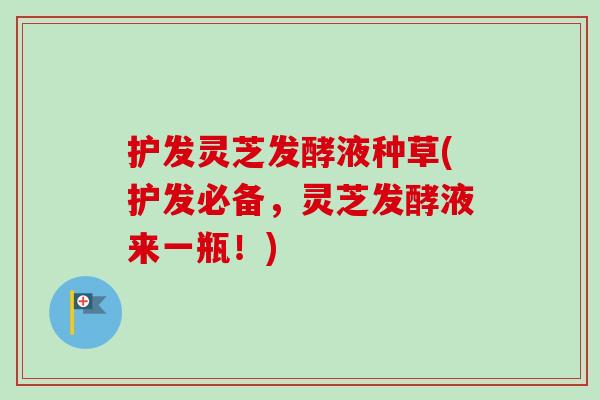 护发灵芝发酵液种草(护发必备，灵芝发酵液来一瓶！)