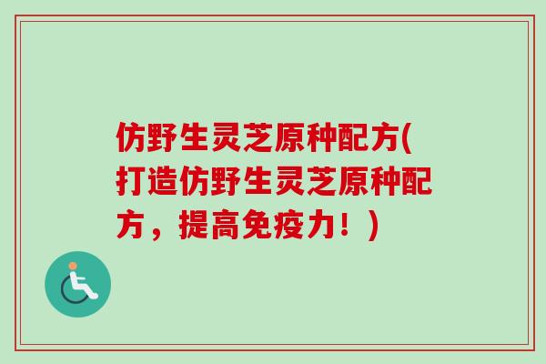 仿野生灵芝原种配方(打造仿野生灵芝原种配方，提高免疫力！)
