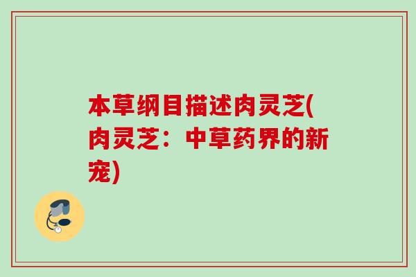 本草纲目描述肉灵芝(肉灵芝：中草药界的新宠)