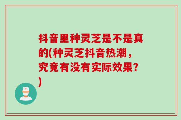 抖音里种灵芝是不是真的(种灵芝抖音热潮，究竟有没有实际效果？)