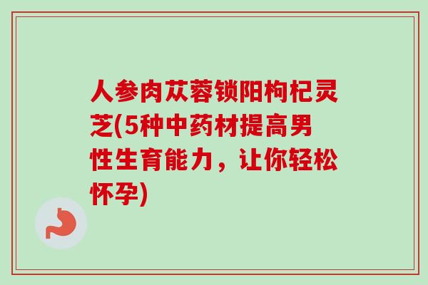 人参肉苁蓉锁阳枸杞灵芝(5种材提高男性生育能力，让你轻松怀孕)