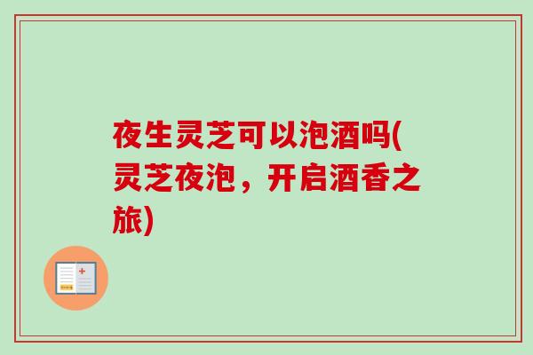 夜生灵芝可以泡酒吗(灵芝夜泡，开启酒香之旅)