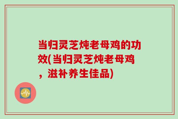 当归灵芝炖老母鸡的功效(当归灵芝炖老母鸡，滋补养生佳品)