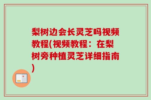 梨树边会长灵芝吗视频教程(视频教程：在梨树旁种植灵芝详细指南)