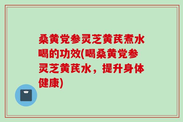 桑黄党参灵芝黄芪煮水喝的功效(喝桑黄党参灵芝黄芪水，提升身体健康)