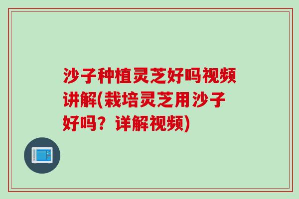 沙子种植灵芝好吗视频讲解(栽培灵芝用沙子好吗？详解视频)