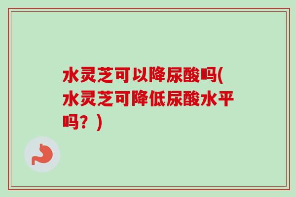 水灵芝可以降尿酸吗(水灵芝可降低尿酸水平吗？)
