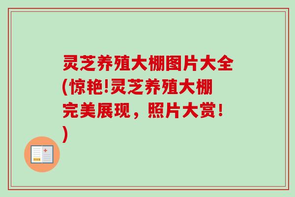 灵芝养殖大棚图片大全(惊艳!灵芝养殖大棚完美展现，照片大赏！)