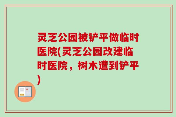 灵芝公园被铲平做临时医院(灵芝公园改建临时医院，树木遭到铲平)