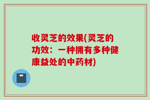 收灵芝的效果(灵芝的功效：一种拥有多种健康益处的中药材)
