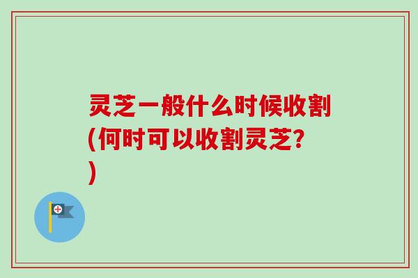 灵芝一般什么时候收割(何时可以收割灵芝？)