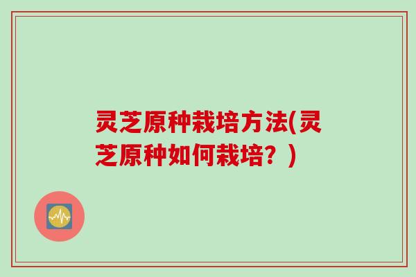 灵芝原种栽培方法(灵芝原种如何栽培?) 灵芝原种栽培方法(灵芝原种如何栽培?)