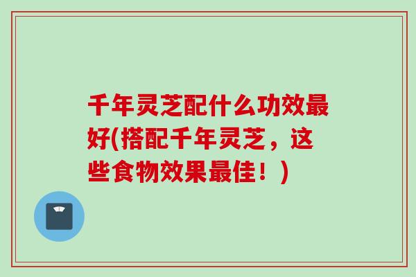 千年灵芝配什么功效最好(搭配千年灵芝，这些食物效果最佳！)