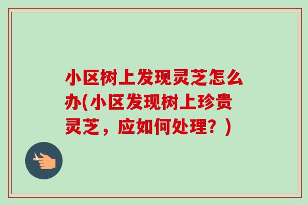 小区树上发现灵芝怎么办(小区发现树上珍贵灵芝，应如何处理？)