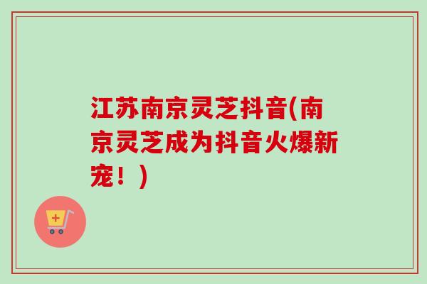 江苏南京灵芝抖音(南京灵芝成为抖音火爆新宠！)