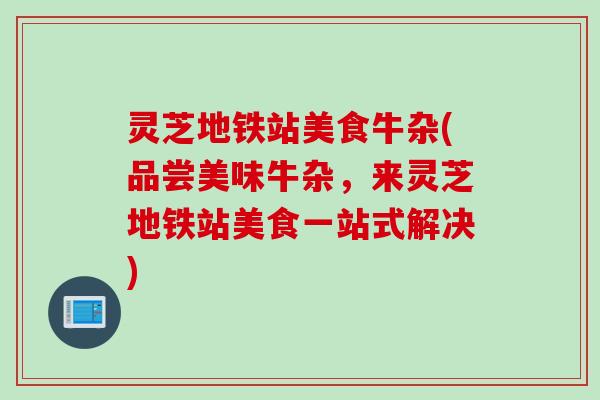 灵芝地铁站美食牛杂(品尝美味牛杂，来灵芝地铁站美食一站式解决)