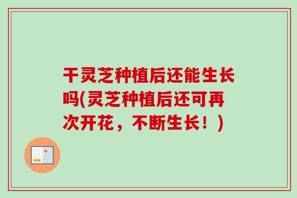 干灵芝种植后还能生长吗(灵芝种植后还可再次开花，不断生长！)