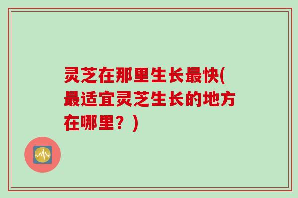灵芝在那里生长最快(最适宜灵芝生长的地方在哪里？)
