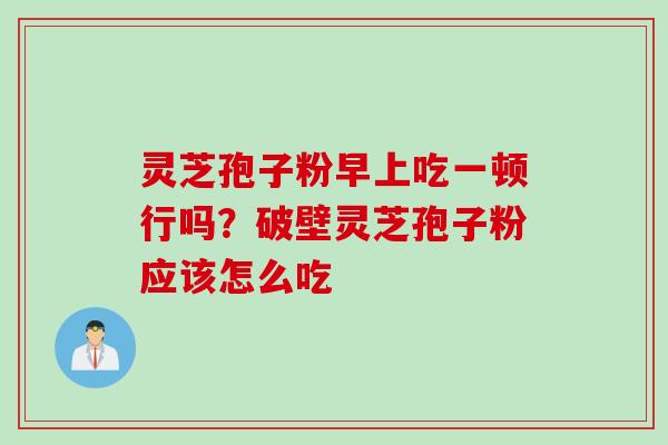 灵芝孢子粉早上吃一顿行吗？破壁灵芝孢子粉应该怎么吃