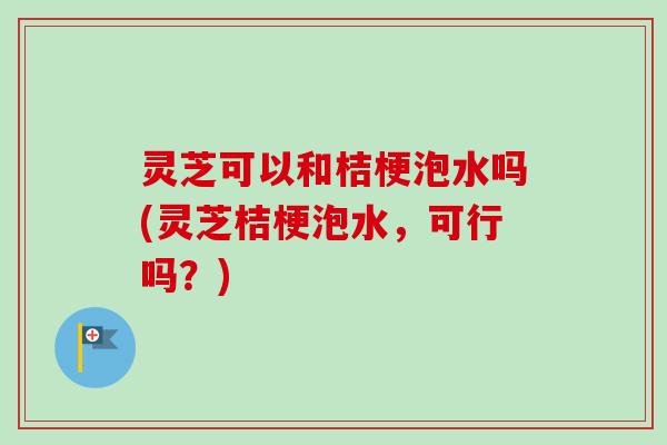 灵芝可以和桔梗泡水吗(灵芝桔梗泡水，可行吗？)