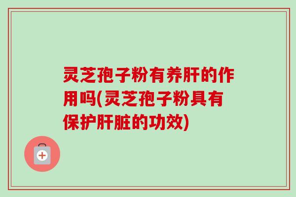 灵芝孢子粉有养肝的作用吗(灵芝孢子粉具有保护肝脏的功效)