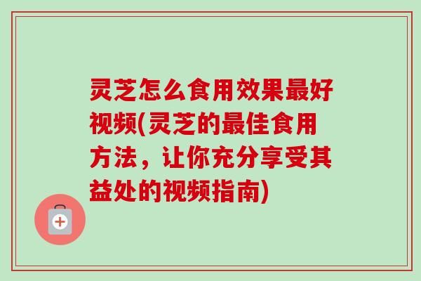 灵芝怎么食用效果最好视频(灵芝的最佳食用方法，让你充分享受其益处的视频指南)