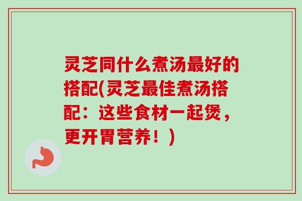 灵芝同什么煮汤最好的搭配(灵芝最佳煮汤搭配：这些食材一起煲，更开胃营养！)