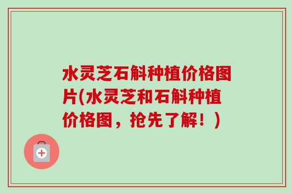 水灵芝石斛种植价格图片(水灵芝和石斛种植价格图，抢先了解！)