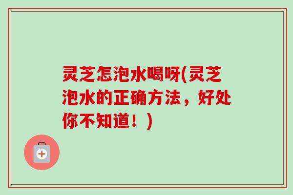 灵芝怎泡水喝呀(灵芝泡水的正确方法,好处你不知道!) 灵芝怎泡水喝呀(灵芝泡水的正确方法,好处你不知道!)
