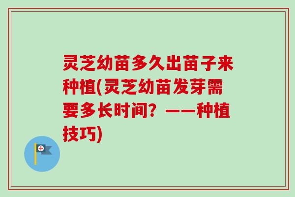 灵芝幼苗多久出苗子来种植(灵芝幼苗发芽需要多长时间？——种植技巧)