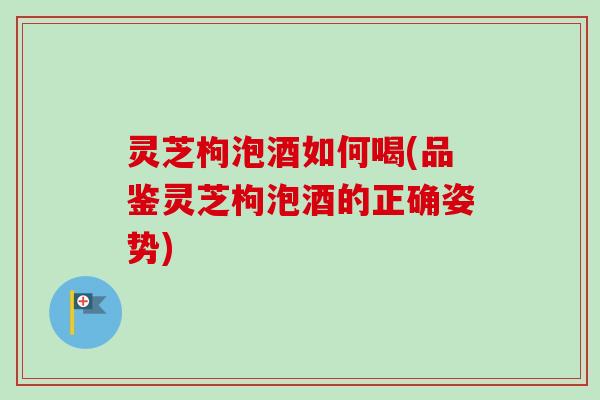 灵芝枸泡酒如何喝(品鉴灵芝枸泡酒的正确姿势)