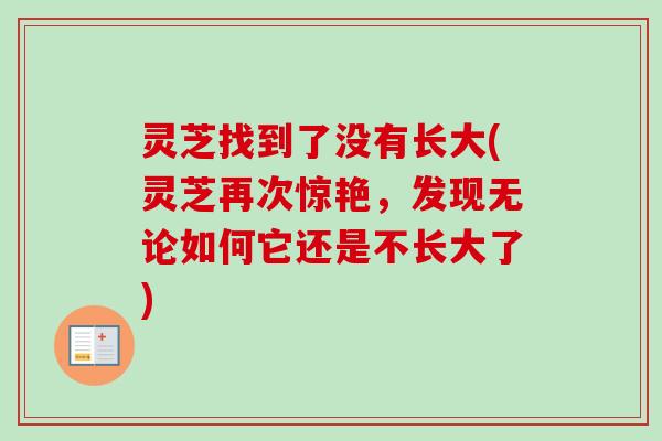 灵芝找到了没有长大(灵芝再次惊艳，发现无论如何它还是不长大了)