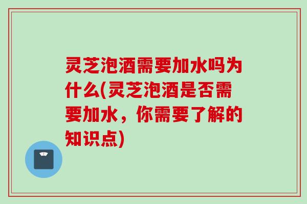 灵芝泡酒需要加水吗为什么(灵芝泡酒是否需要加水，你需要了解的知识点)