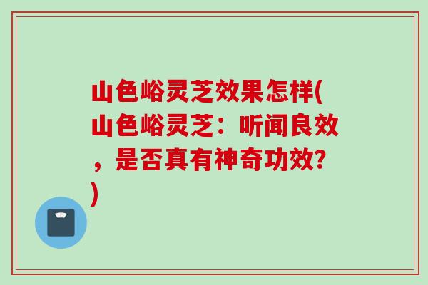 山色峪灵芝效果怎样(山色峪灵芝：听闻良效，是否真有神奇功效？)