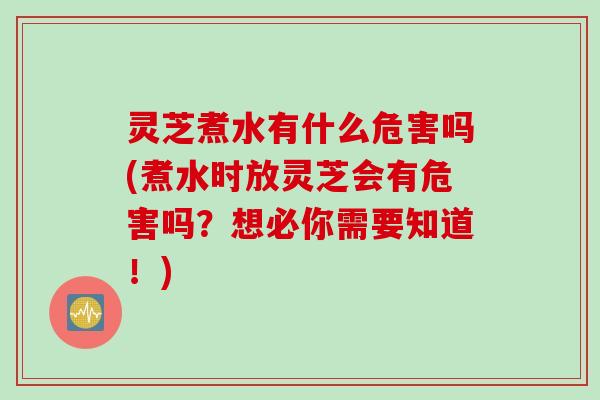 灵芝煮水有什么危害吗(煮水时放灵芝会有危害吗？想必你需要知道！)